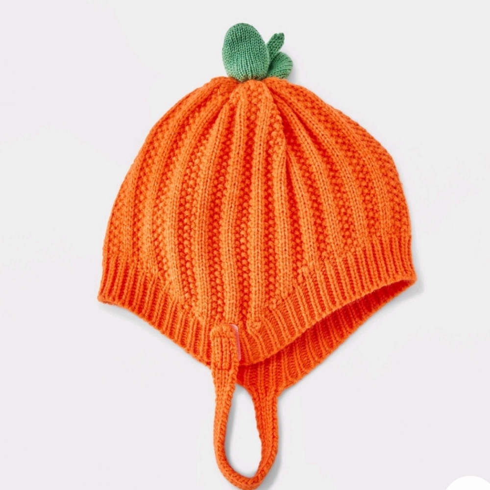 Pumpkin knit hat 0-6 months